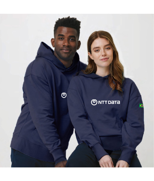 Moletom Canguru Azul, com bandeira BR - NTTDATA Company Store