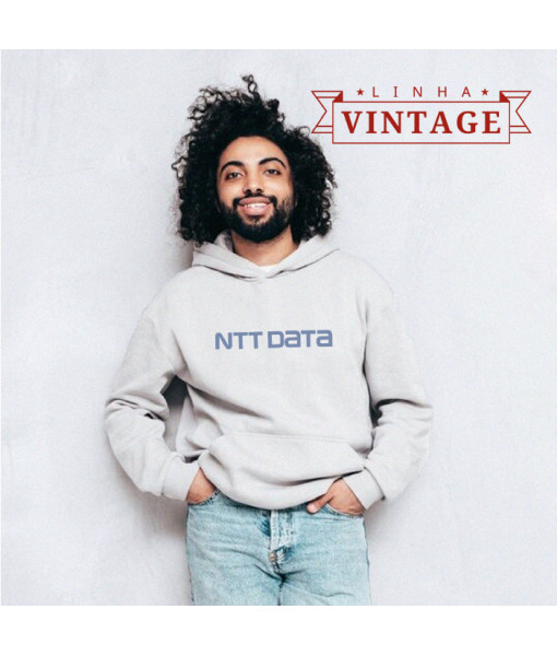 Moletom Canguru Branco Vintage - NTTDATA Company Store