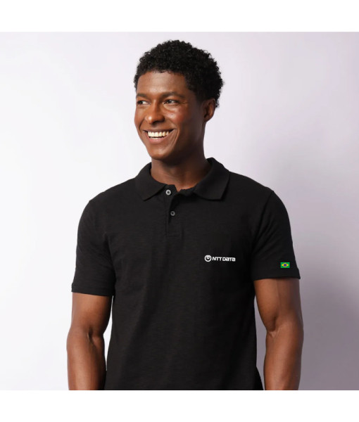 Camiseta Polo Preta Manga Curta - NTTDATA Company Store